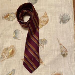 Yves Saint Laurent Red and Gold Silk Tie